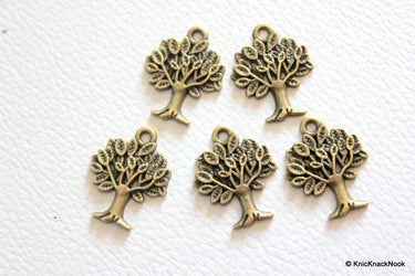 5 x Bronze Tone Tree Charm Pendant 17mm x 21mm